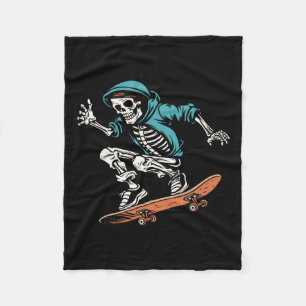 Skater Skeleton Halloween Skateboarder Men Fleece Blanket