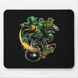 Skater St Patricks Day Skateboarding Leprechaun Sk Mouse Mat