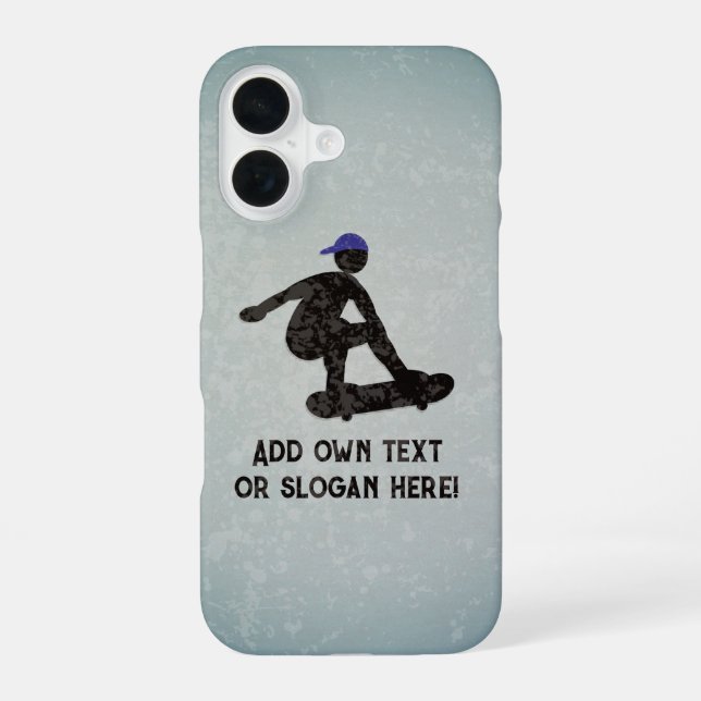 Skater Tricks - Skateboarding and your text / name iPhone 16 Case (Back)