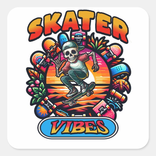 SKATER VIBES! SQUARE STICKER (Front)
