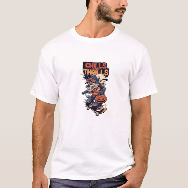 Skater Werewolf Halloween T-Shirt – Retro “Chills  (Front)