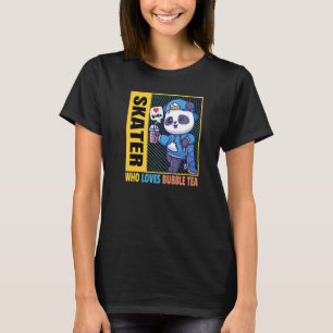 Skater Who Loves Bubble Tea Bubbles Boba Drink cos T-Shirt