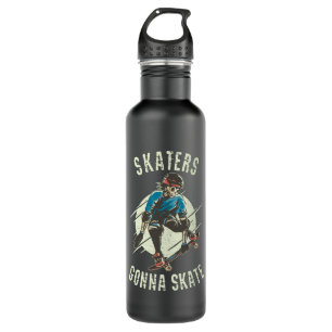 Skaters gonna Skate Skeleton Skateboarder 710 Ml Water Bottle