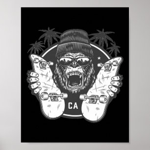 Skaters Having Fun Is My Board Okay Monkey Skatebo Poster