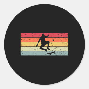 Skaters Having Fun Retro Sunset Skateboard Gift Te Classic Round Sticker