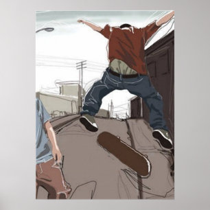 Skaters in the Street Poster