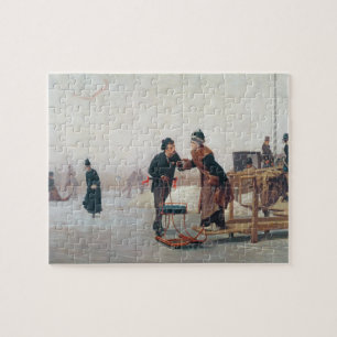 Skaters on Lake Valentino Jigsaw Puzzle