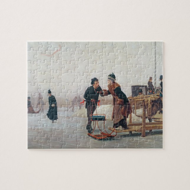 Skaters on Lake Valentino Jigsaw Puzzle (Horizontal)