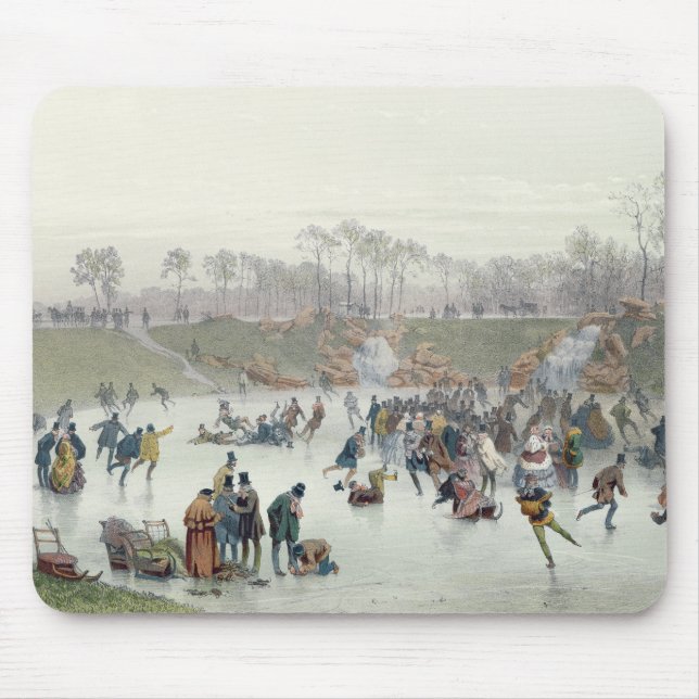 Skaters on the Lake at Bois de Boulogne Mouse Mat (Front)