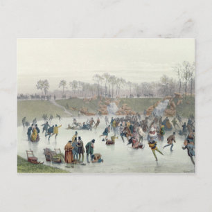 Skaters on the Lake at Bois de Boulogne Postcard