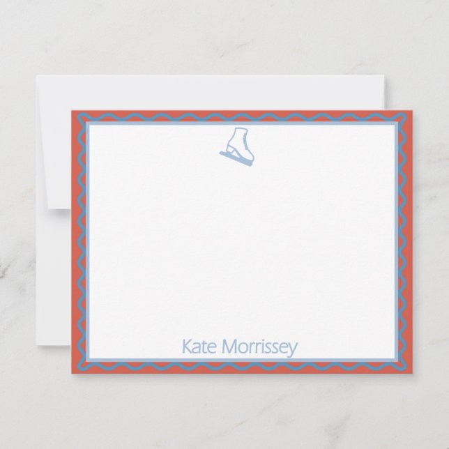 Skates with Soft Blues Personalized Note Card  (Front)