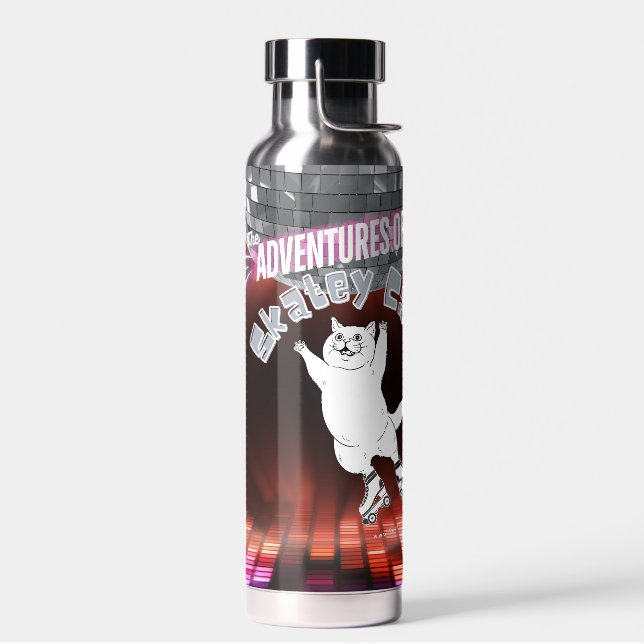 Skatey Cat Tumbler Water Bottle (Left)
