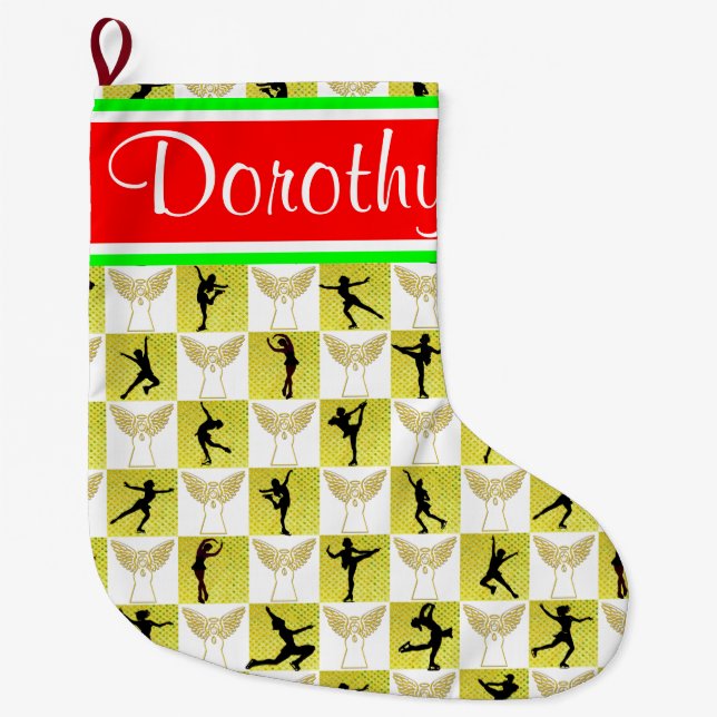 SKATING ANGEL PERSONALIZED CHRISTMAS STOCKING (Front)