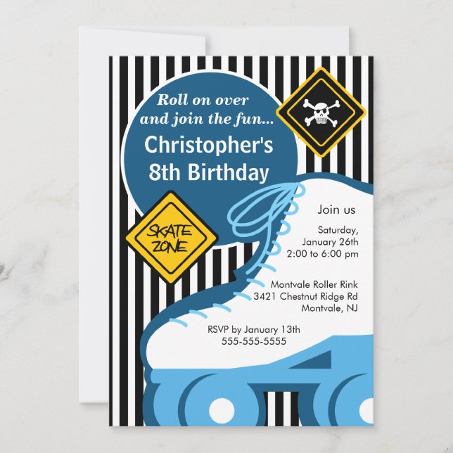 Skating Birthday Party Invitation (Front)