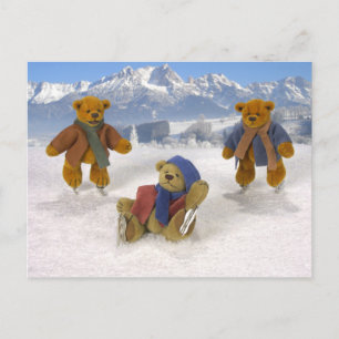 Skating Dinky Bears Postcard