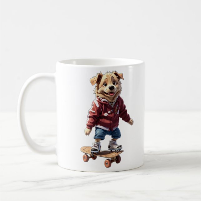 Skating Dog Coffee Mug (Left)