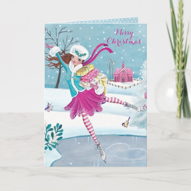 Skating Girl - Christmas Greetings Greeting card (Front)