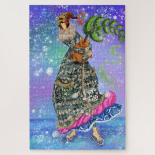 Skating Girl with Christmas Tree - Winter Fantasy Jigsaw Puzzle