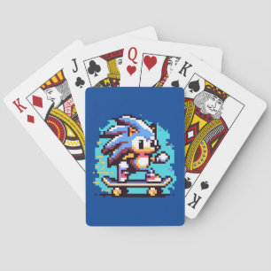 Skating Hedgehog: 8-Bit Pixel Adventure Pixel Art Playing Cards