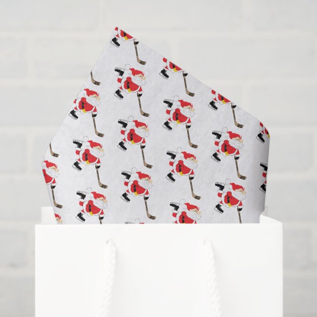 Skating Hockey Santa Tissue Paper (Gift Bag)
