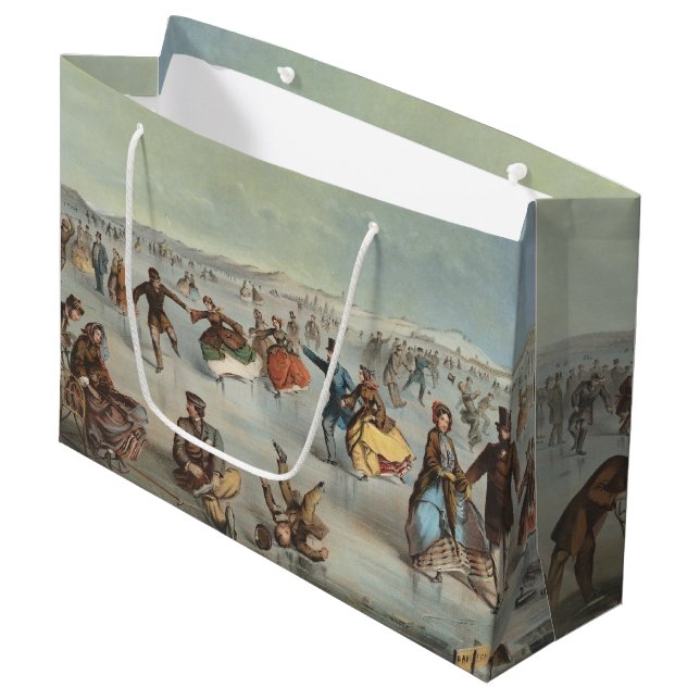 Skating in Central Park, New York Large Gift Bag (Front Angled)