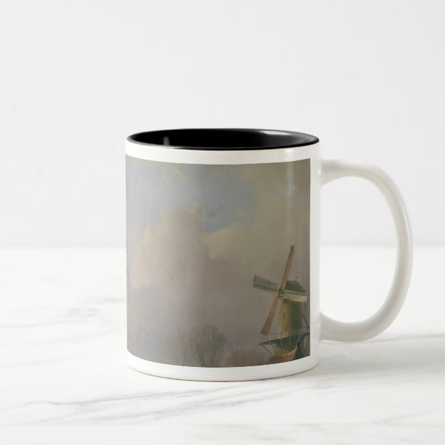 Skating in Holland Two-Tone Coffee Mug (Right)