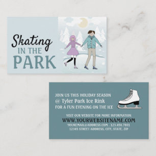 Skating in the Park, Ice Skate Rink Advertising Business Card
