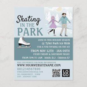 Skating in the Park, Ice Skate Rink Advertising Flyer