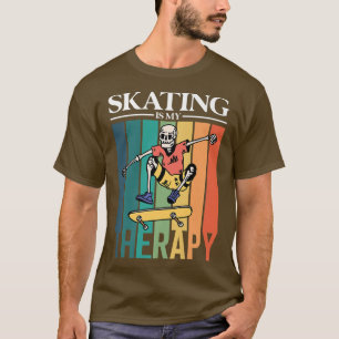 Skating is my therapy Retro 80s Skeleton Radical T-Shirt