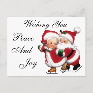 Skating Mr. & Mrs. Claus Postcard