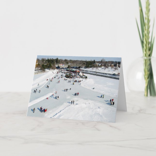 Skating on Dow's Lake at Bronson Bridge Card (Front)
