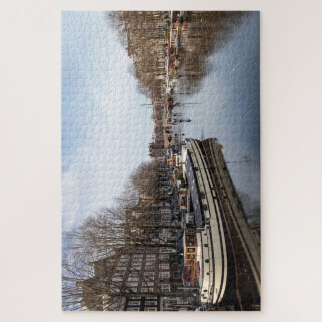 Skating on the canals of Amsterdam Winter 2021 Jigsaw Puzzle (Vertical)
