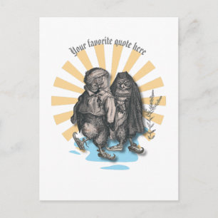 Skating Owls Retro Style Nostalgic Design Postcard