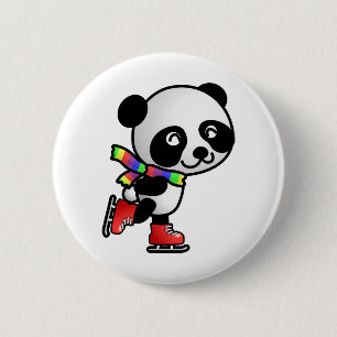 Skating Panda 6 Cm Round Badge