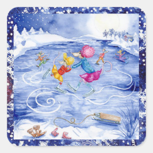 "Skating Party" Holiday Stickers