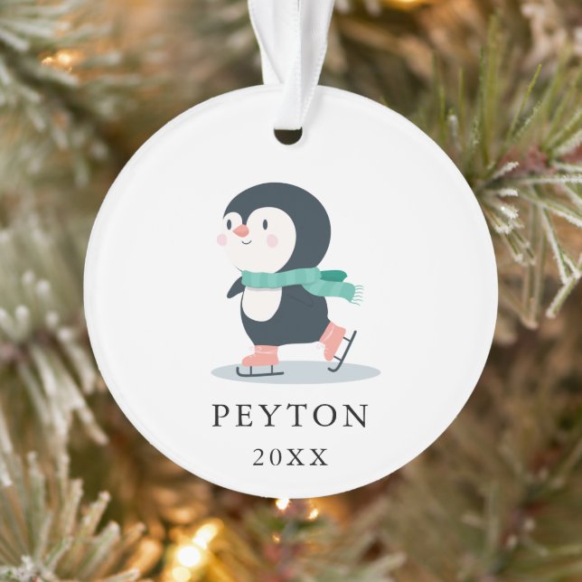 Skating Penguin Kid Baby Christmas Ornament (Tree)