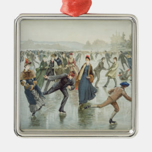 Skating, published by L. Prang and Co. Metal Tree Decoration