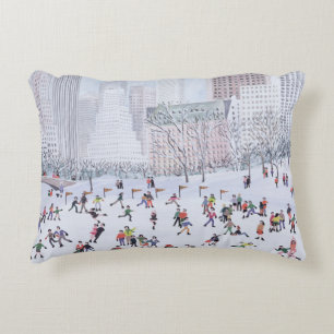 Skating Rink Central Park New York 1994 Decorative Cushion