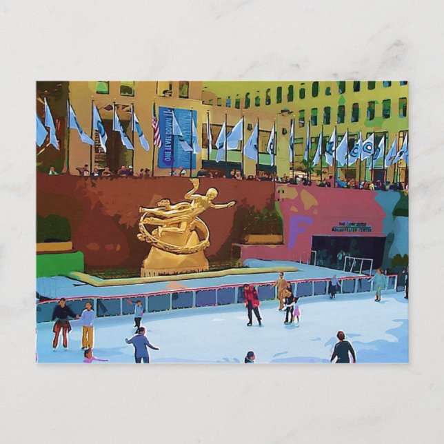 Skating Rink, Rockefeller Centre, New York City Postcard (Front)