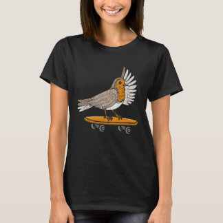 Skating Robin Bird Skateboard Ornithologist T-Shirt