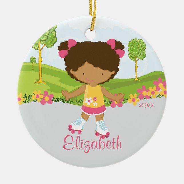 Skating Roller Skater Girl  Christmas Ornament (Front)
