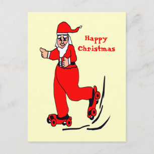 Skating Santa Holiday Postcard