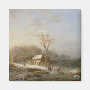Skating scene, 19th century magnet