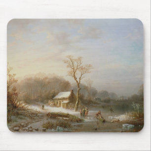 Skating scene, 19th century mouse mat