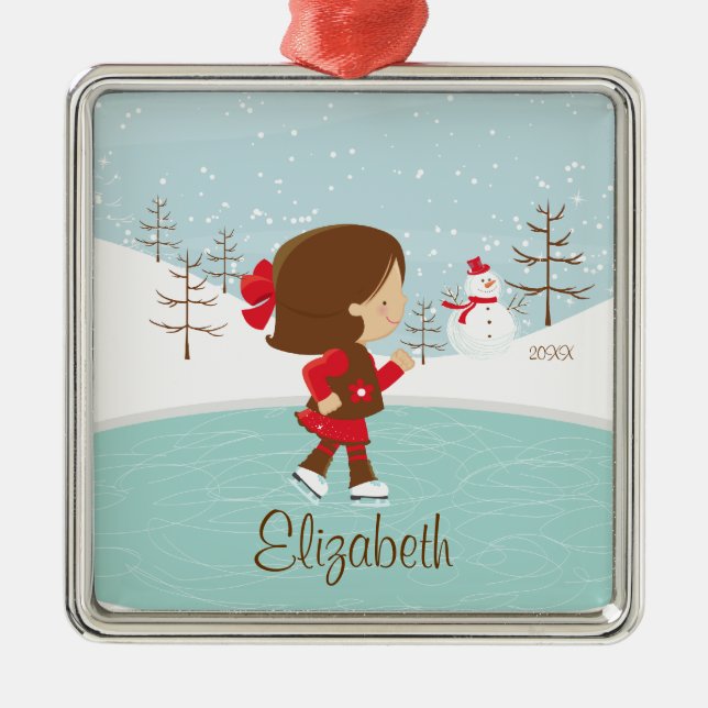 Skating Skater Girl Dated Christmas Ornament (Front)