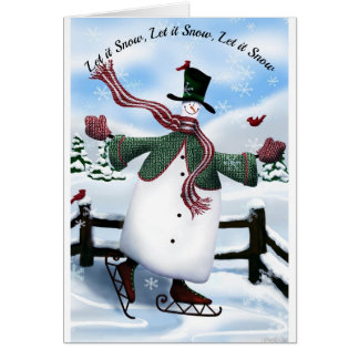 Skating Snowman Christmas Greeting Card