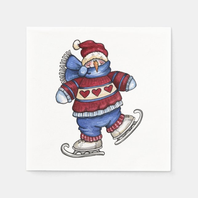 Skating Snowman - Paper Napkins (Front)
