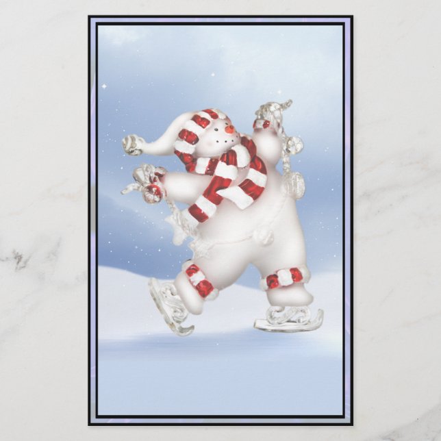Skating Snowman Stationary Stationery (Front)