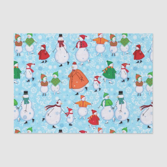 Skating Snowmen Holiday Tissue Paper (Front)