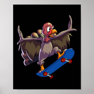 Skating Thanksgiving Shirt Men Kids Skateboarding Poster
